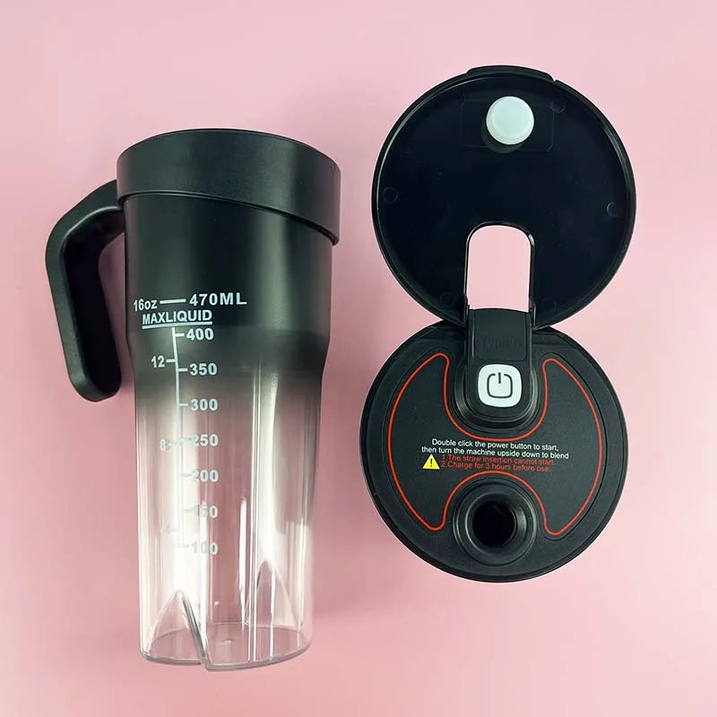 Portable USB Rechargeable Multi-Function Blender Cup Juicer for Shakes Smoothies 470ML Juicer Bottle with Straw