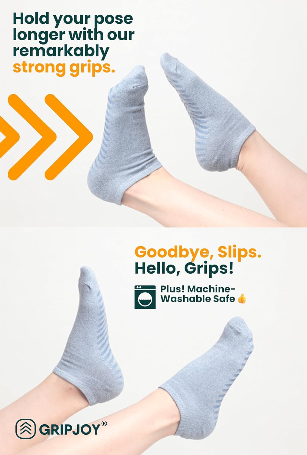 Non-Slip Socks for Women and Men - Yoga and Hospital Socks with Grippers - 3 Pairs