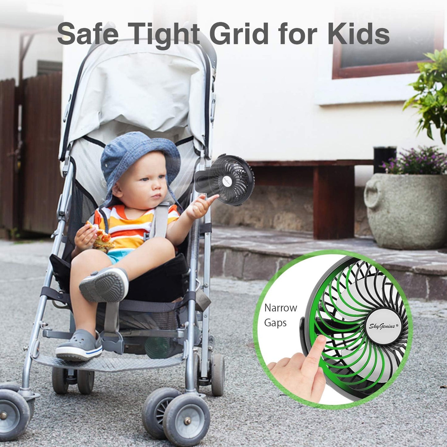 Battery Operated Clip on Fan for Bay Stroller, USB Rechargeable Battery Powered Mini Desk Fan (Max 40Hours)