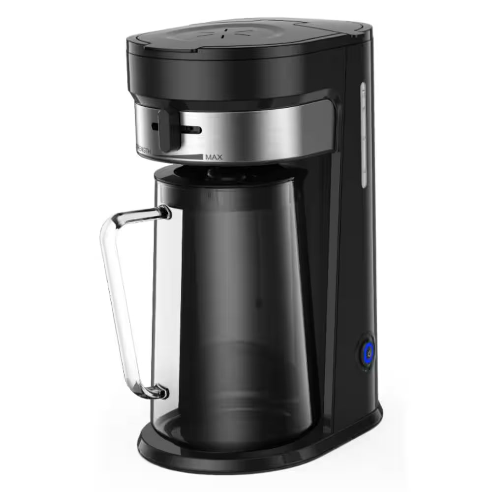 Black 3 Quart Iced Tea and Coffee Brewing Strength Selector and Infuser Chamber Lattes Lemonade, Flavored Water