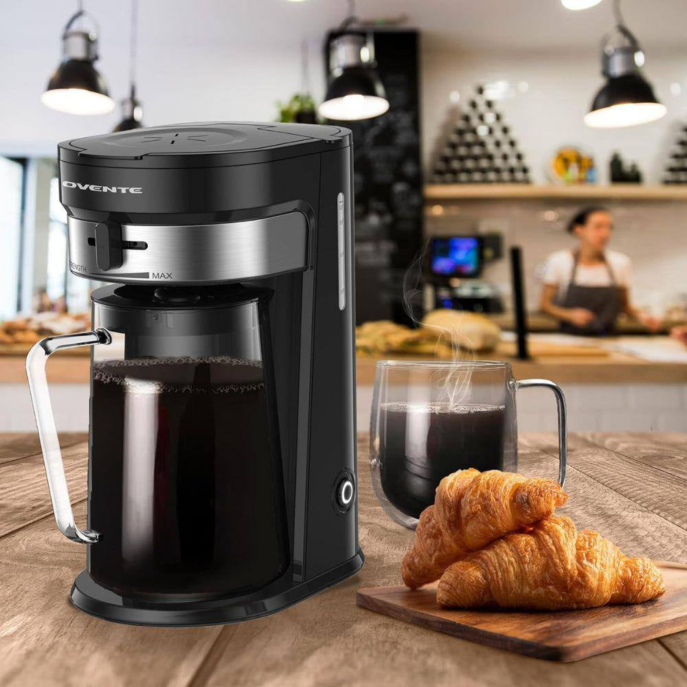 Black 3 Quart Iced Tea and Coffee Brewing Strength Selector and Infuser Chamber Lattes Lemonade, Flavored Water