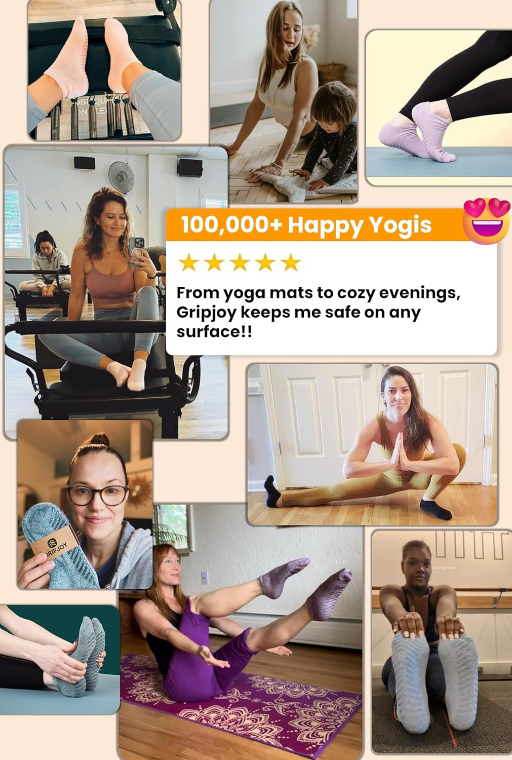 Non-Slip Socks for Women and Men - Yoga and Hospital Socks with Grippers - 3 Pairs