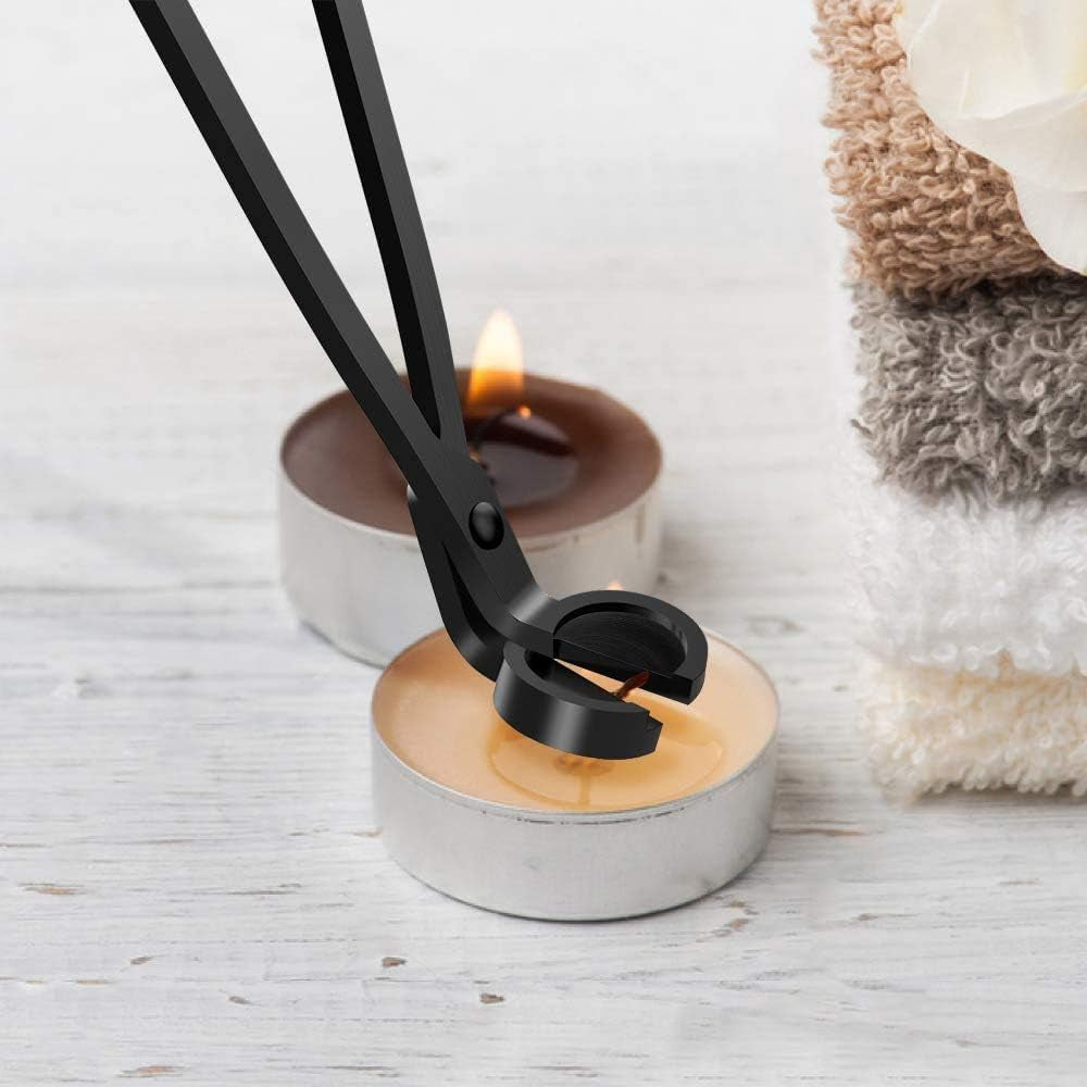 3 in 1 Candle Accessory Set, Candle Wick Trimmer Cutter, Candle Snuffer Extinguisher, Wick Dipper with Gift Package for Candle Lover (Black)