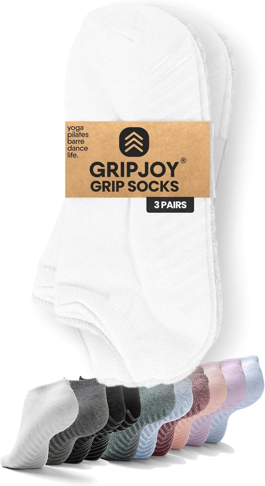Non-Slip Socks for Women and Men - Yoga and Hospital Socks with Grippers - 3 Pairs