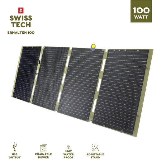 Foldable Solar Panel, 100W, USB-A and USB-C, Phone Charger, Waterproof, Emergency Use, Panel Only
