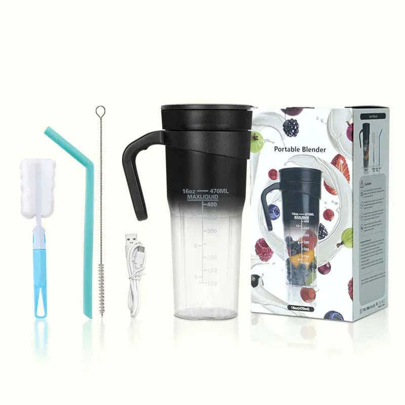 Portable USB Rechargeable Multi-Function Blender Cup Juicer for Shakes Smoothies 470ML Juicer Bottle with Straw