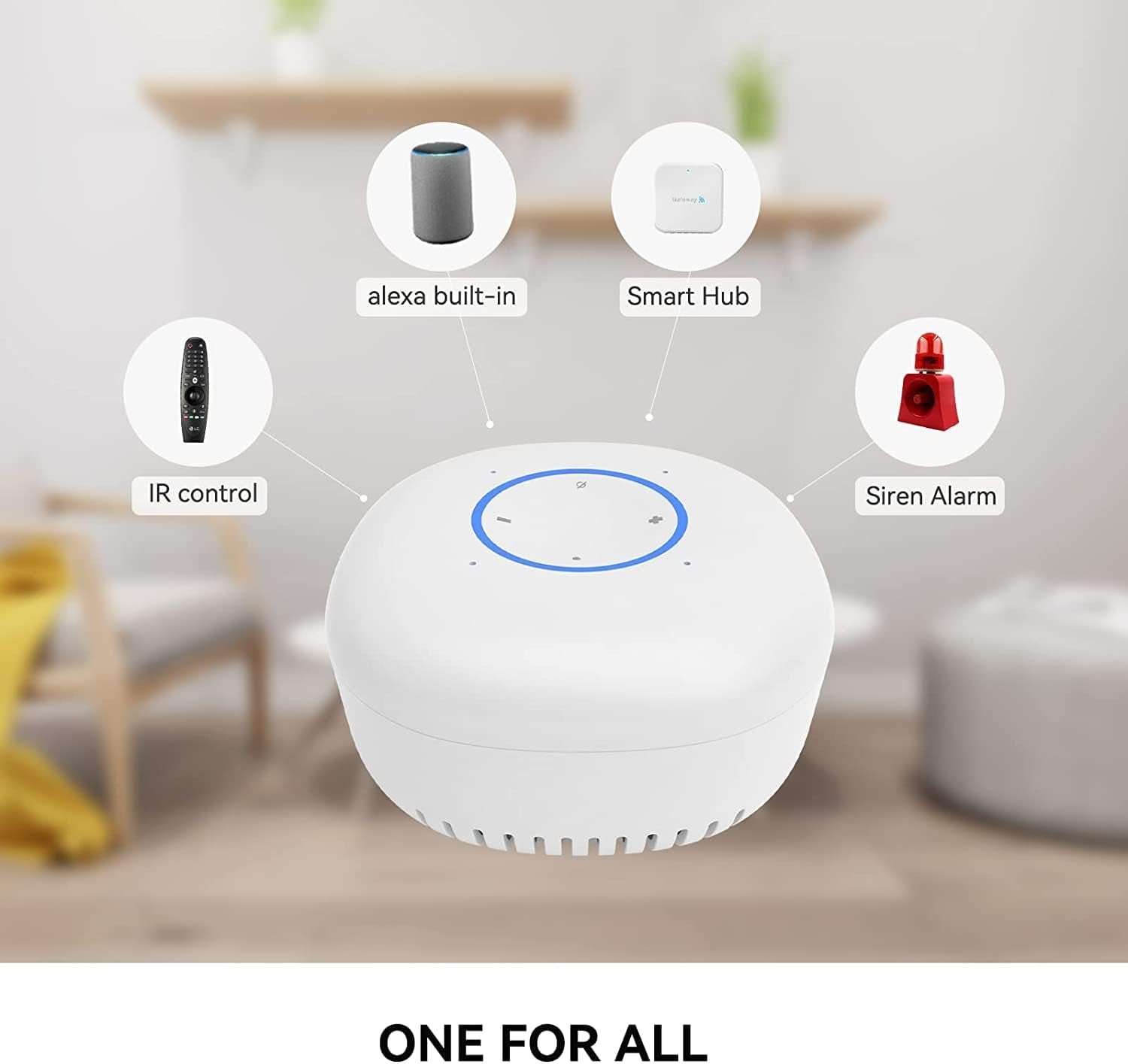 Smart Home Hub with Speaker | Universal Remote Control | with IR Blaster, Alexa Built-In | App/Voice Controller | for Alarm System, AVS Gateway