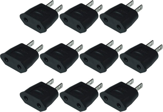 EU Euro Europe to US USA Power Jack Wall Plug Converter Travel Adapter Adaptor (10 PCS)